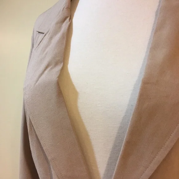 Khaki Safari Tie Waist Linen Jacket w Pockets - Picture 4 of 6